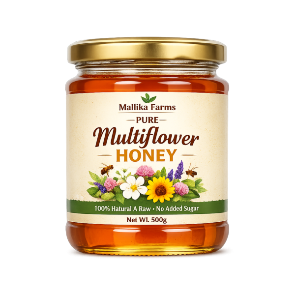 Pure Multiflowered Honey glass jar