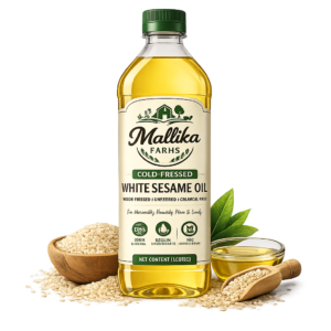 Mallika Farms Sesame Oil Bottle Display