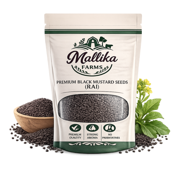 Mallika Farms Black Mustard Seeds Display